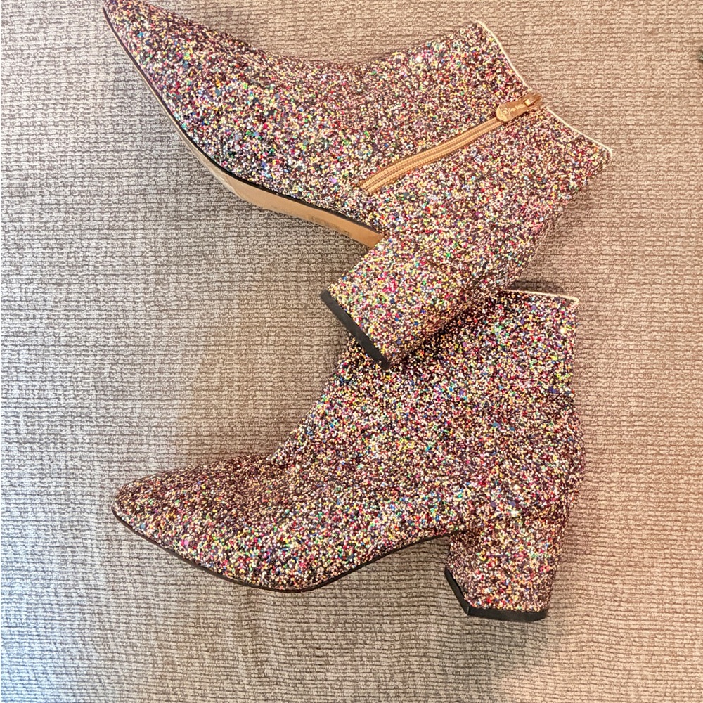 Cape Robbin Pink Multi-Glitter Block Heel Ankle Boots